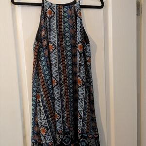 Streetwear Society Black and Orange Patterned Midi Dress